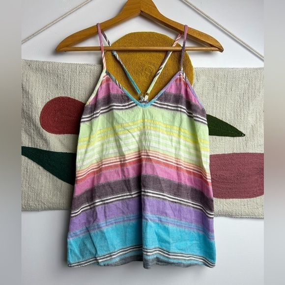 Mara Hoffman Tank Top Linen Blend Striped Size S Multicolor boho - Picture 1 of 8